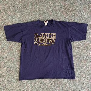 Vintage 90s Single Stitch Late Show w David Letterman Navy Tee